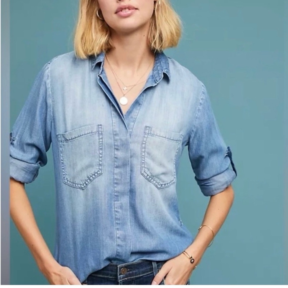 cloth & stone Light Blue Denim Button-Down Shirt